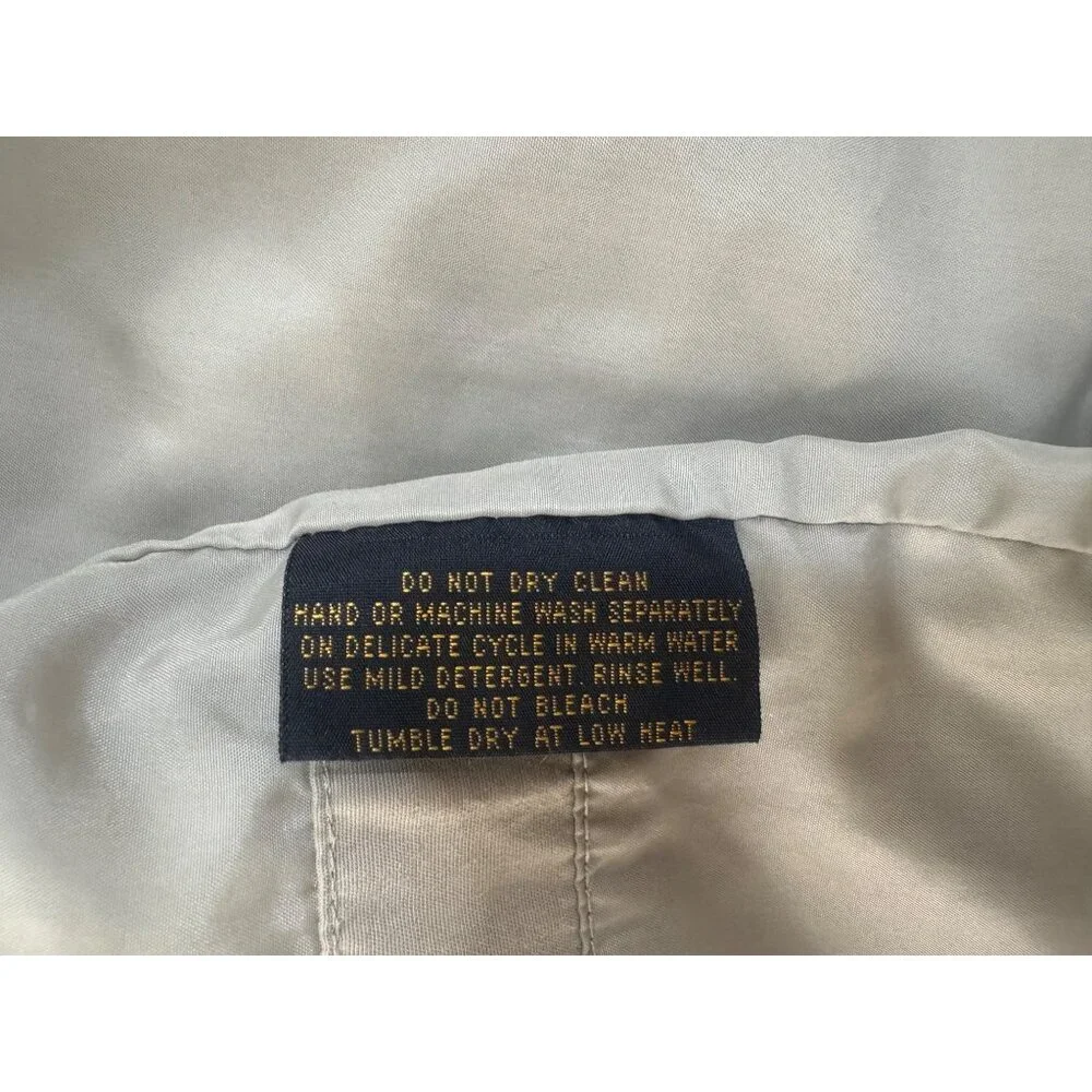 VTG Eddie Bauer Safari Jacket Men's L Tan Drawstring Mock Collar Mid‑Length Coat